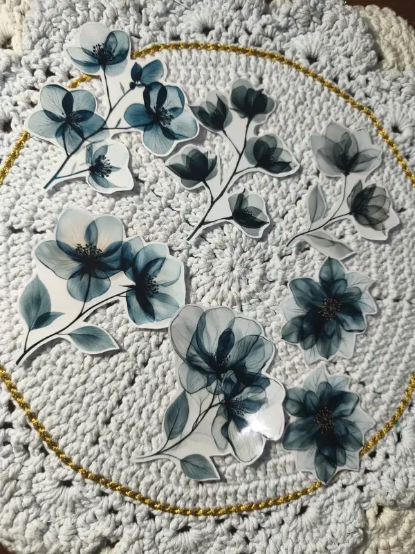 Flores Abstratas Vinil Transparente - Caixa Preto e Branco