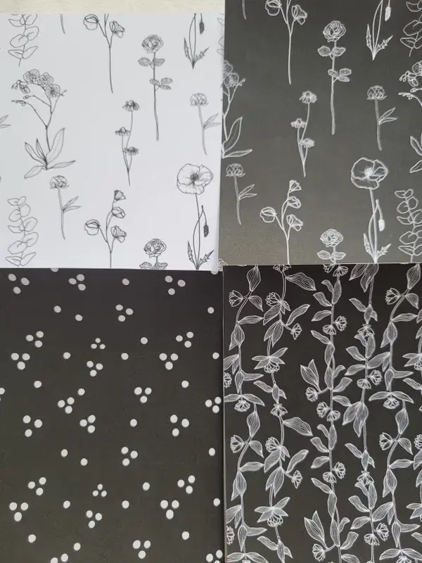Papéis Preto e Branco Floral